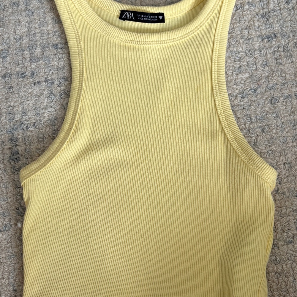 Yellow Ribbed Zara Tank Top